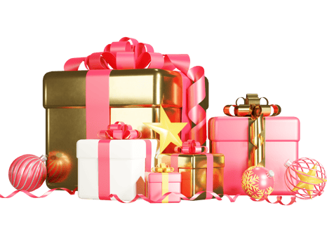 2023 and gift box, christmas ball png