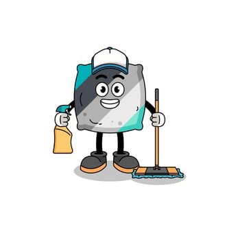 Character mascot of throw pillow as a cleaning services vector