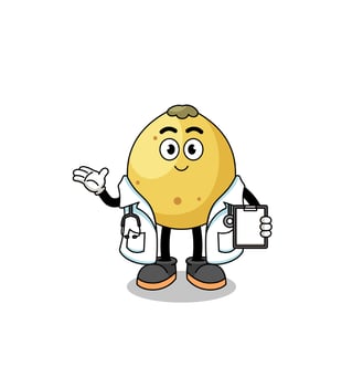 Cartoon mascot of langsat doctor vector