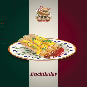 MEXICO food logo hand drawn and traditional food graphic vector illustration with mexican flag