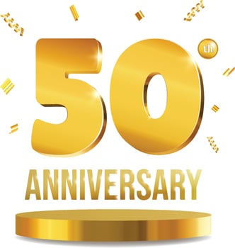 Happy anniversary celebration 3D numbers golden composition 50 years vector