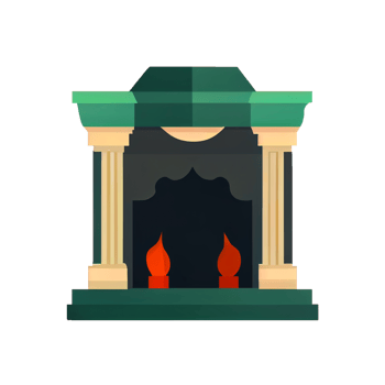 Classic Christmas Fireplace. Happy new year decoration. Merry Christmas holiday. png