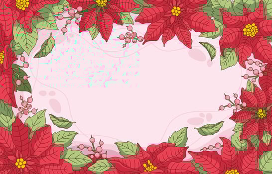 Poinsettias and Foliage Concept vector