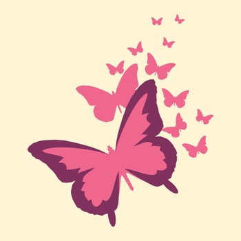 Background vector design with butterfly ornament for social media template