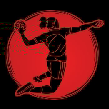 Silhouette Handball Sport Woman Player Action vector