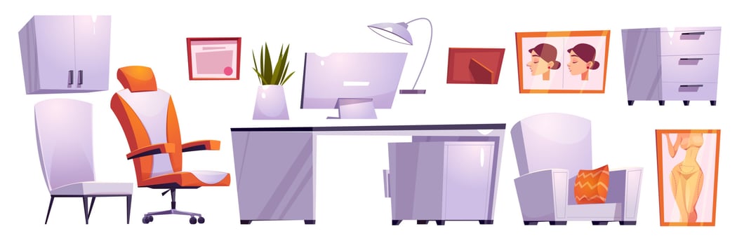 Plastic surgeon cabinet, beauty surgery room vector