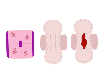 Women's sanitary pads. Women menstrual period. Illustration for printing, backgrounds, covers and packaging. Image can be used for posters, stickers and textile. Isolated on white background. vector
