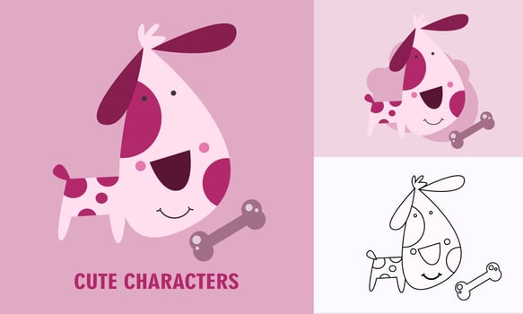 Coloring cute animals for kids with dog outline vector