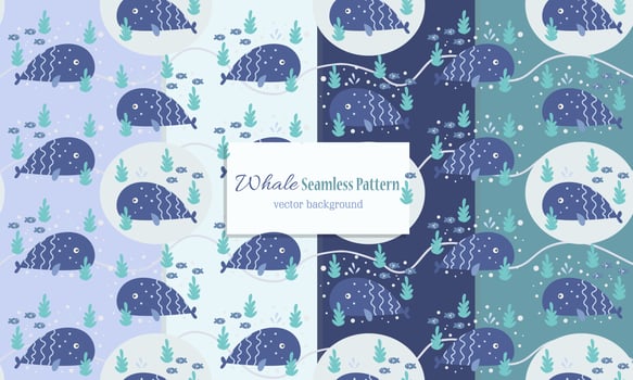 Animal seamless pattern with a cute whale design vector