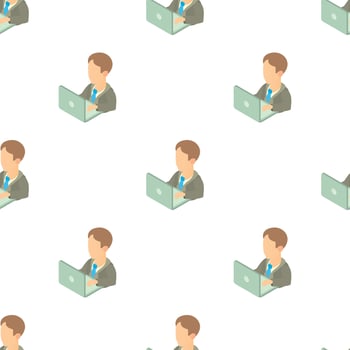 Businessman using his laptop pattern seamless vector