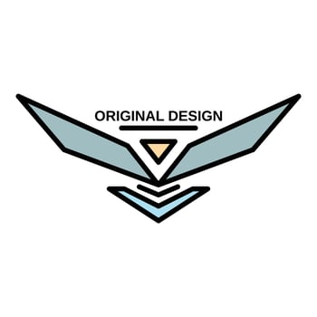 Wings original logo, outline style vector