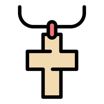 Cross pendant icon color outline vector