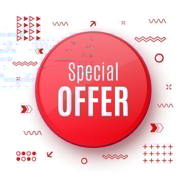 Special Offer Tag. Red Discount Banner with Trendy Shapes. vector