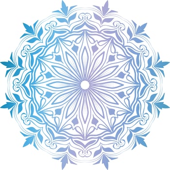 Floral mandalas of gently twisted creepers rounded circle ornamental aqua blue and purplebackground design vector