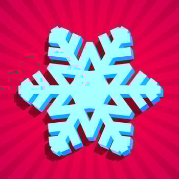 Card with 3D christmas snowflake with shadow vector