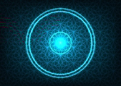 Futuristic blue pattern messy lines neon circle background vector