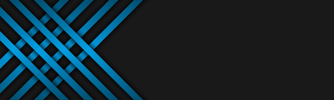 Dark abstract corporate design background with overlayed blue stripes. Technology header with free place for your text. Vector illustration banner