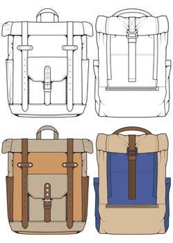 Set of Vector Backpacks Illustration. Backpacks for students, travellers and tourists.