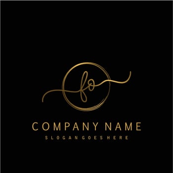 Initial FO handwriting logo with circle hand drawn vector