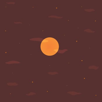 Night sky with stars, clouds and moon purple background vector