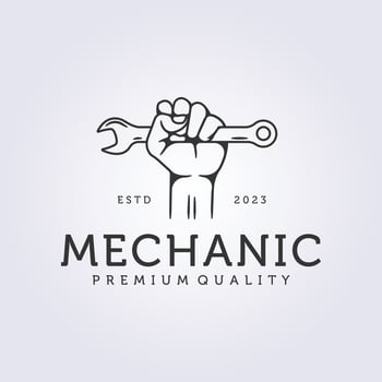 mechanic or technician service maintenance minimal logo linear vector illustration design