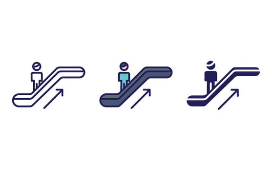 Escalator Up line and glyph icon, vector illustration