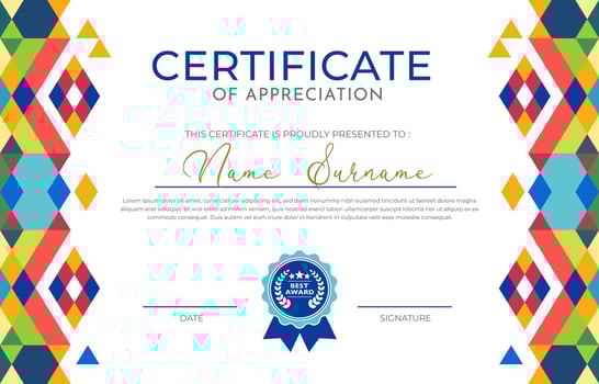 Certificate Template with Flat Geometric Pattern vector