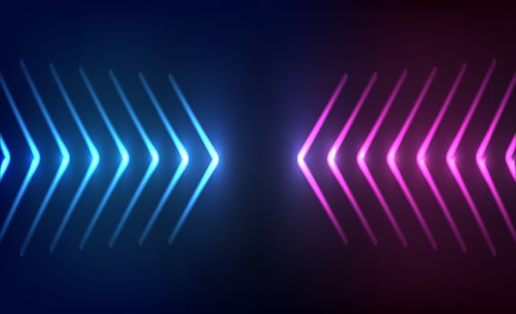 Abstract Neon Color Speed Arrow Background. Futuristic background made of arrows lines. Vector illustration
