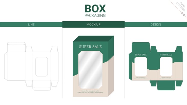 Box packaging and mockup die cut template vector