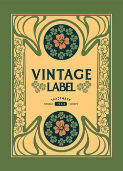 Classic label floral botanical illustration vector