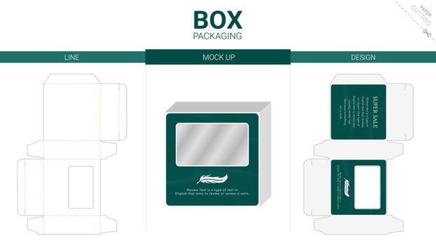 Box packaging and mockup die cut template vector