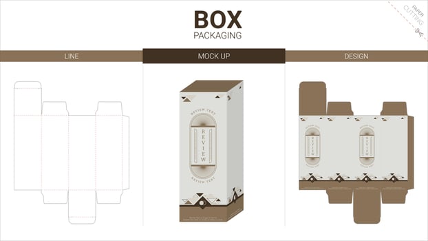 Box packaging and mockup die cut template vector