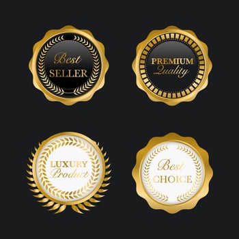 Luxury gold badges and labels premium quality product vector