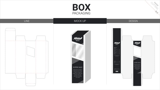 Box packaging and mockup die cut template vector