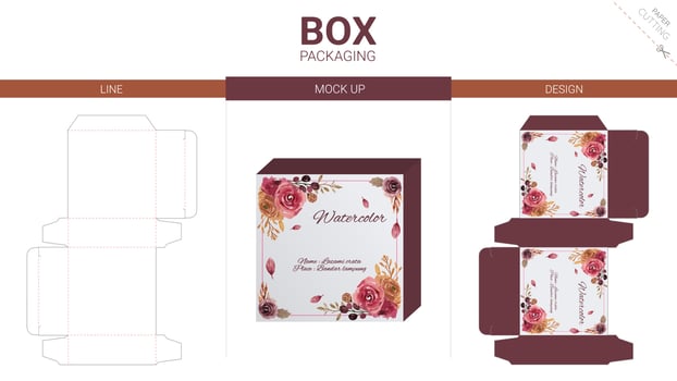 Box packaging and mockup die cut template vector