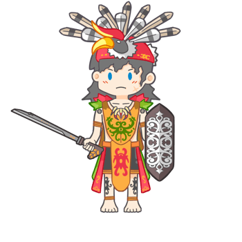 Cute Dayak with shield and Mandau png