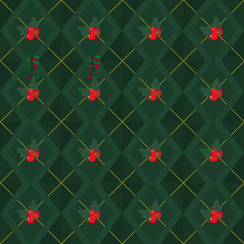 Christmas theme seamless pattern on green, flat vector. vector