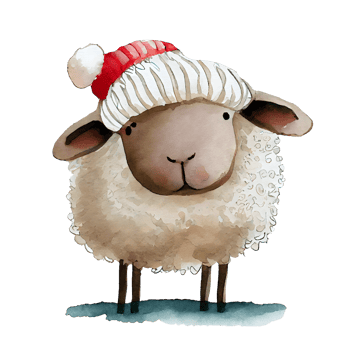 Christmas Woolly Sheep Watercolor png