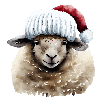 Christmas Woolly Sheep Watercolor png