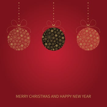 Festive Christmas card with Christmas balls made of snowflakes. Merry Christmas and Happy New Year greeting card vector