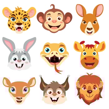 Set Of Cartoon Animal Heads vector