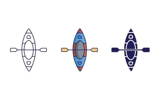 Canoe line and glyph icon, vector illustration