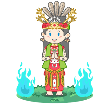 Cute Dayak Girl and souls from Borneo in the grass png