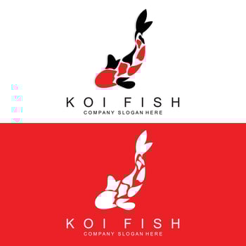 Koi Fish Logo Design, Ornamental Fish Vector, Aquarium Ornament Illustration Brand product vector
