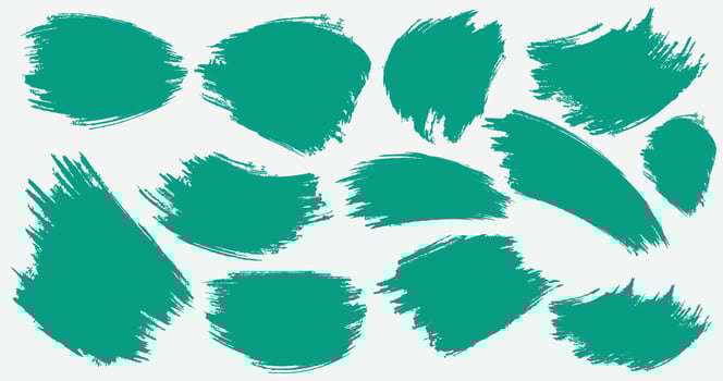 Green color hand drawn grunge paint brush stripe vector big set