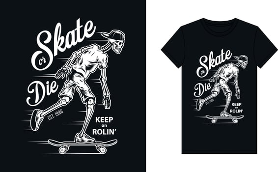 T shirt design vintage skateboarding vector