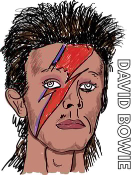 David bowie's face drawn by a cartoonist vector