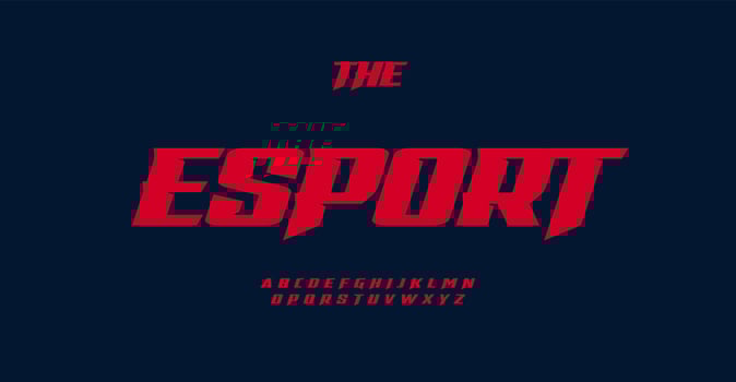 Brave bold italic font with bevel sharp serifs and blade letters. Wide dynamic alphabet for sport, cyber gaming, shooters, MMORPG, quests, simulators, fighting games. Vector typographic design.