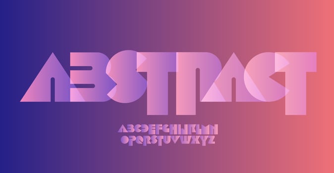 Abstract font alphabet letters. Modern logo typography. Minimal geometrical typographic design. Primitives geometric shapes letter set for logo, headline, title, monogram. Isolated vector typeset