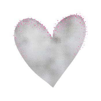 Silver Heart With Pink Glitter png